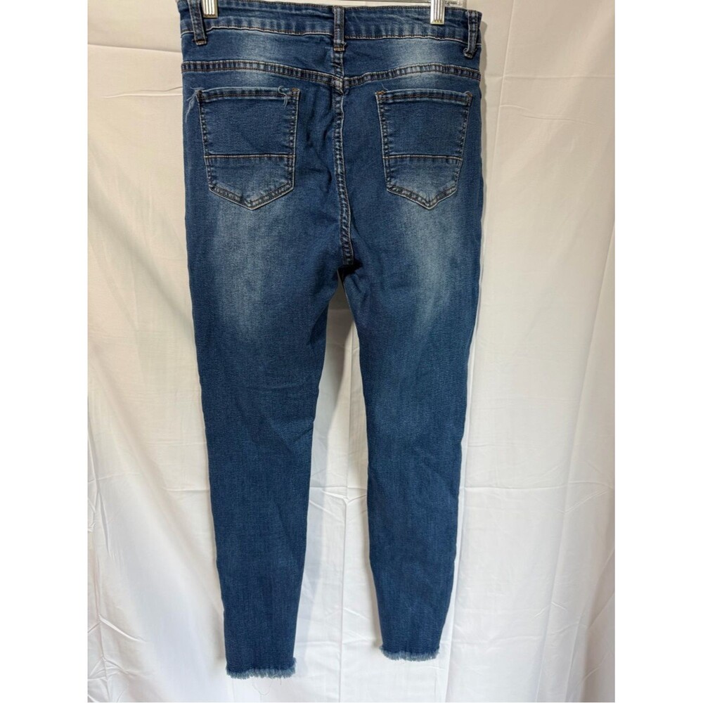Women’s Distressed Dark Blue Jeans - Picture 2 of 2